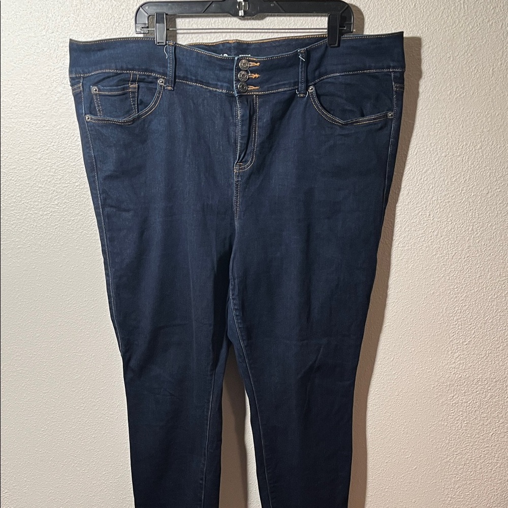 torrid Blue Skinny Jeans with Triple Button Waist - Picture 5 of 6